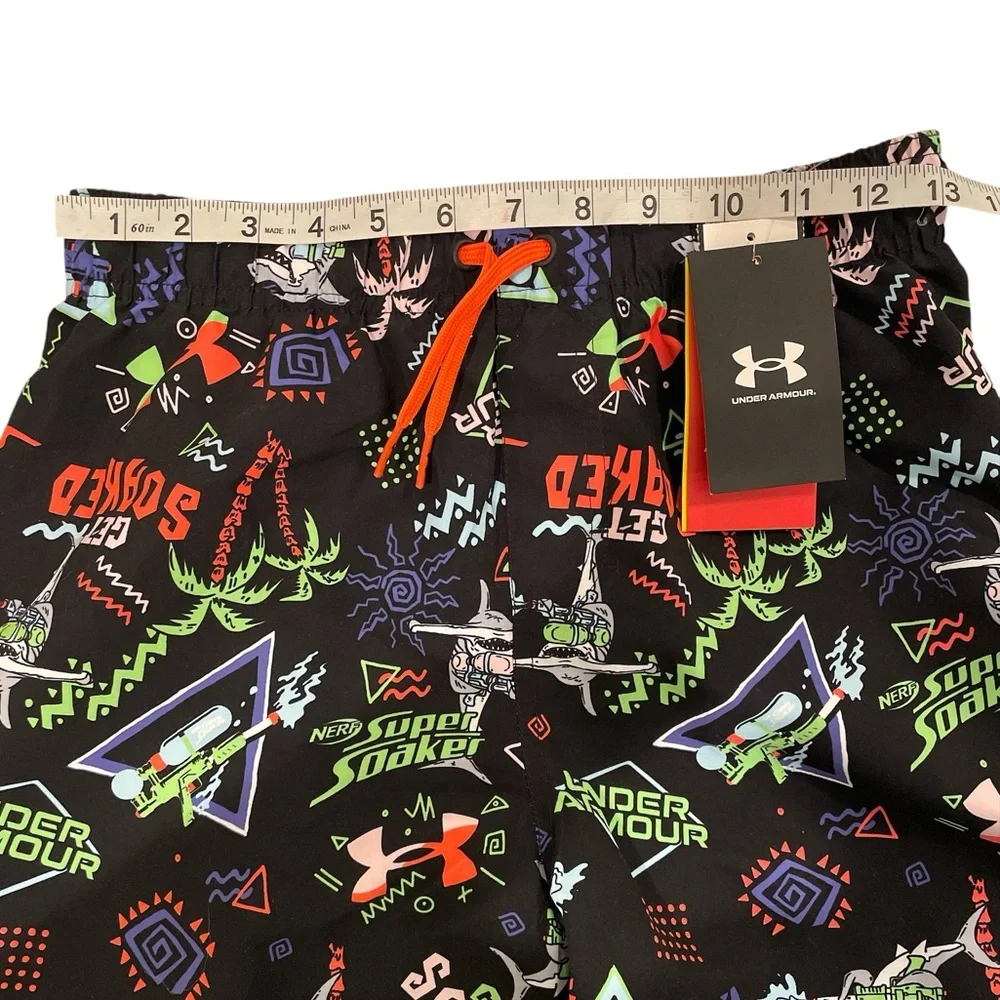 Under Armour Nerf Super Soaker Volley Swim Trunks Youth Large Black and Neon
